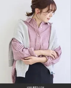 美品【スプリングカラー】ネルチェック レギュラーカラー長袖シャツ