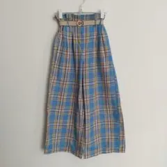 しまむら ベルト付きチェックパンツ