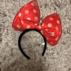ミニーマウス 赤と白の水玉カチューシャ