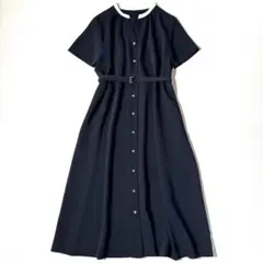 美品 LACOSTE ラコステ ワンピース ポロシャツ ネイビー ウエスト紐 S