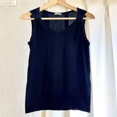 【CROLLA】紺色トップス 綿ニット 夏服