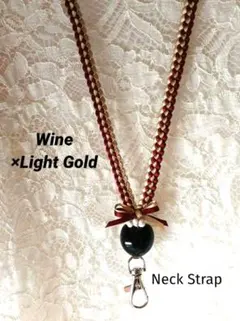 【現品あり】リボンレイ　✿ワイン×ゴールド　シェル・ククイナッ　ネックストラップ