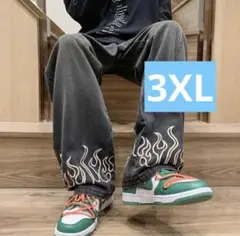 3XL メンズ　ジーパン　ズボン　ワイドパンツ　デニム　ダメージ加工　大きめ