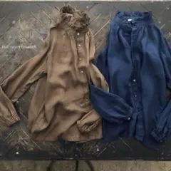 【未使用品】vlas blomme フリルカラーシャツ フリルブラウス リネンのサムネイル