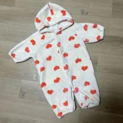 ハート柄　モコモコロンパース　50-70