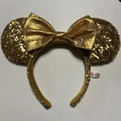 ディズニー カチューシャ リボン スパンコール イエロー ゴールド