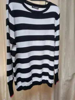 アンコキーヌ　ブラックボーダーニットプルオーバー　ハチのモチーフボタン　3L