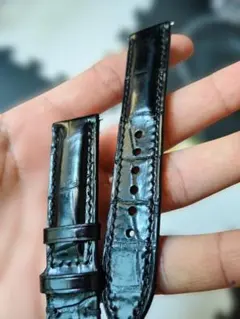 3004#20mm-18mmブラック★スイス製★本物クロコダイル腕時計用ベルト 3093#20mm-18mmダークアッシュ☆本物クロコダイルベルト☆スイス製