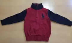 POLOラルフローレン100cm 赤と紺 ジッパーハイネックセーター