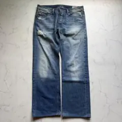 Diesel ダメージ加工 ストレートデニムパンツ