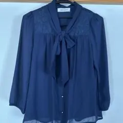 サ*ィ様 MISCH MASCH ネイビー ボウタイブラウス　七分袖　M