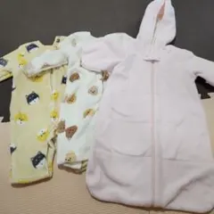 犬とクマ柄ロンパース・カバーオールセット