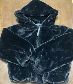 Lovetoxic フード付きファージャケット ブラック