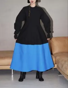 OMMO オーエムエムオー　TENT LINE KNIT OP バイカラー