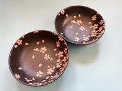 未使用　桜　花柄　深皿　小皿　2枚セット　春　陶器　さくら　日本　ジャパン