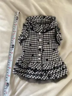 フリル付き白黒チェック犬服 小型犬用　カリーナ　kalina