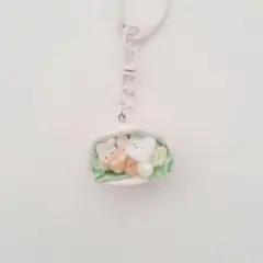 ハンドメイド キーホルダー 粘土キーホルダー お弁当 ピンク 韓国 y2k