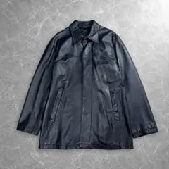 domon ラムレザー ステンカラーコート ハーフコート ダークグレー L