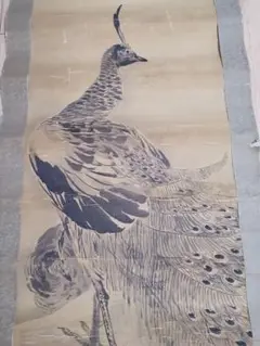 売り切り！掛け軸　掛軸　孔雀 Yahoo!オークション -「掛け軸 孔雀」(花鳥、鳥獣) (日本画)の