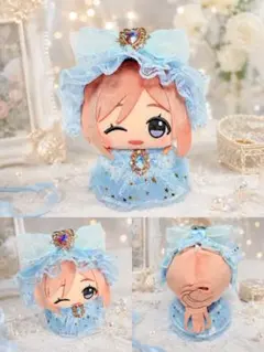 ぬい服 いちご 10cm ロリータ風 ちびぐるみ ヘッドドレス 3点セット