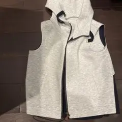 グレー フード付き ダウンベスト M
