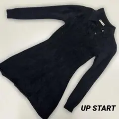 UP START ブラックニットワンピース　アンゴラ80%
