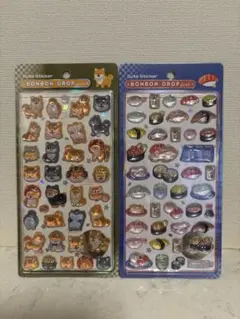 新品未開封☆ボンボンドロップシール☆芝犬&寿司☆和柄2枚セット♪