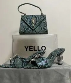 YELLOヘビ柄（ターコイズ）ミュール＆ミニバッグセットのサムネイル