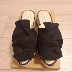 FREAK'S STORE ブラック エスパドリーユ風 リボンサンダルのサムネイル