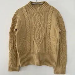 美品✨かわいいオシャレカジュアル大人女子ウール長袖ケーブルニットセーターイエロー