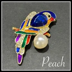 ブローチ 鳥 鳥ブローチ パール カラフルブローチ 一粒パール