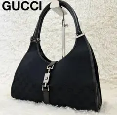 【人気】グッチ ジャッキー GG ワンショルダー バッグ トート ハンド 黒