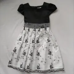 motherways 黒白フラワー刺繍ドレス 140 発表会