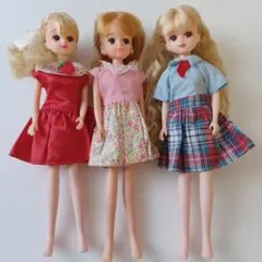 リカちゃんキャッスル　リカちゃん人形　三体　お洋服付き　タカラ　当時物　希少