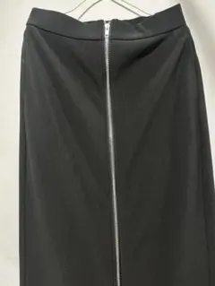 GU フロントジッパー ナロー ロングスカート XL ブラック