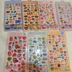 ぷっくり 3Dシール ステッカー 7枚セット まとめ売り お寿司 食べ物 動物