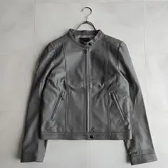 iCB シングル ライダースジャケット ラムレザー 羊革 グレー 42サイズ