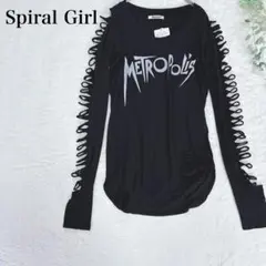 スパイラルガール　プリントロゴTシャツ　長袖レースアップ　M