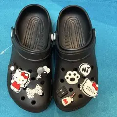 サンダル クロックス風 可愛いキティちゃんなど♡ジビッツ付き♡ブラックMのサムネイル