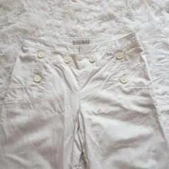 HUMAN WOMAN セーラー　セミワイド　パンツ　綿　麻　シンチバック　2