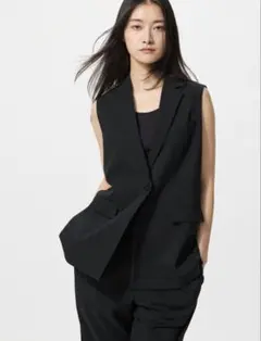 UNIQLOテーラードジレ　ブラック　黒　Mのサムネイル