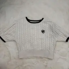 INGNI 配色胸刺しゅうケーブル半袖ニット