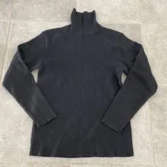 黒 ウール100% タートルネックセーター