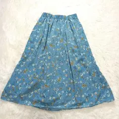 テチチ　花柄 ロングスカート ブルーF サイズ　ウエストゴム　総柄　フェミニンのサムネイル