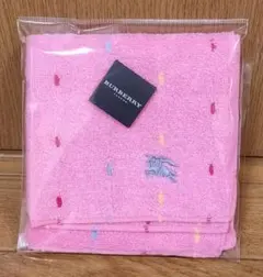 【新品未使用】BURBERRY ピンク タオルハンカチ　バーバリー　ドット　刺繍