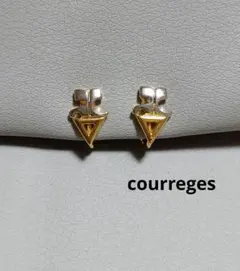 a70 courreges　ゴールドシルバー　三角形ロゴ　イヤリング