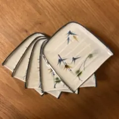 竹の絵柄 四角形小皿 5枚セット