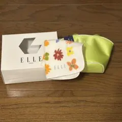 《No.103》ELLE グリーン ポーチ 花柄ハンカチ付きのサムネイル