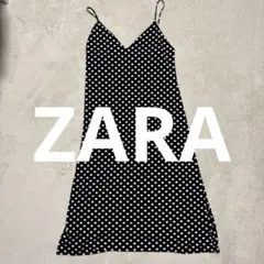 ZARA ドット柄 キャミワンピース ブラック Mサイズ