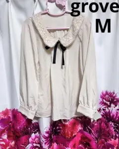 タグ付襟元花柄レースカットソー.ブラウスカジュアル.ロペピクニック.OZOCずき